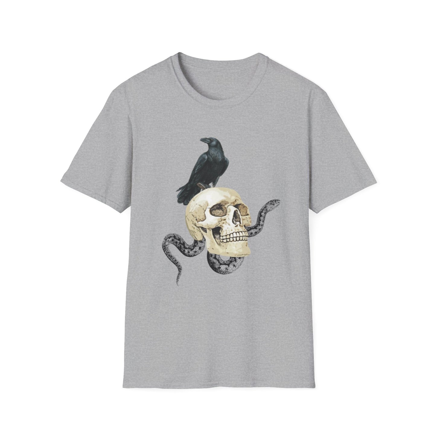 Snake Raven Skull Unisex Softstyle T-Shirt