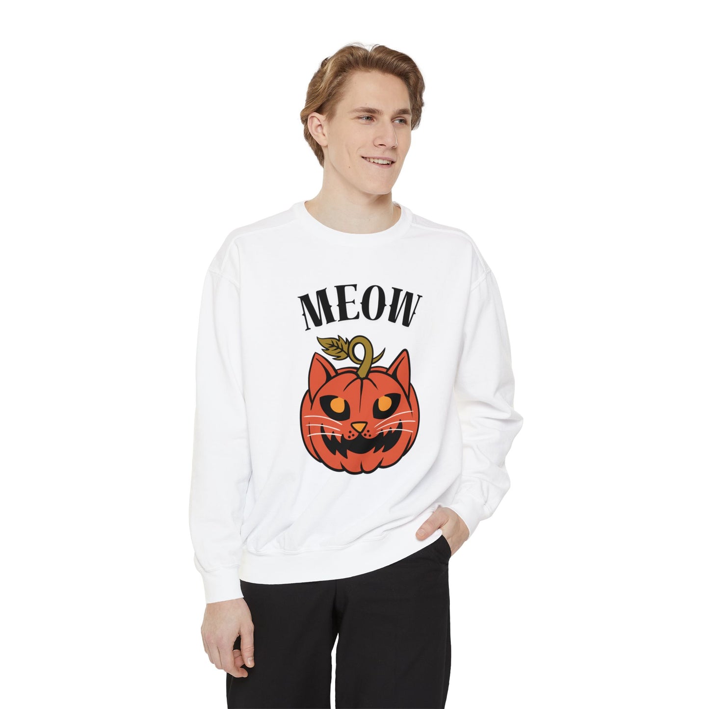 Meow Pumpkin Unisex Garment-Dyed Sweatshirt