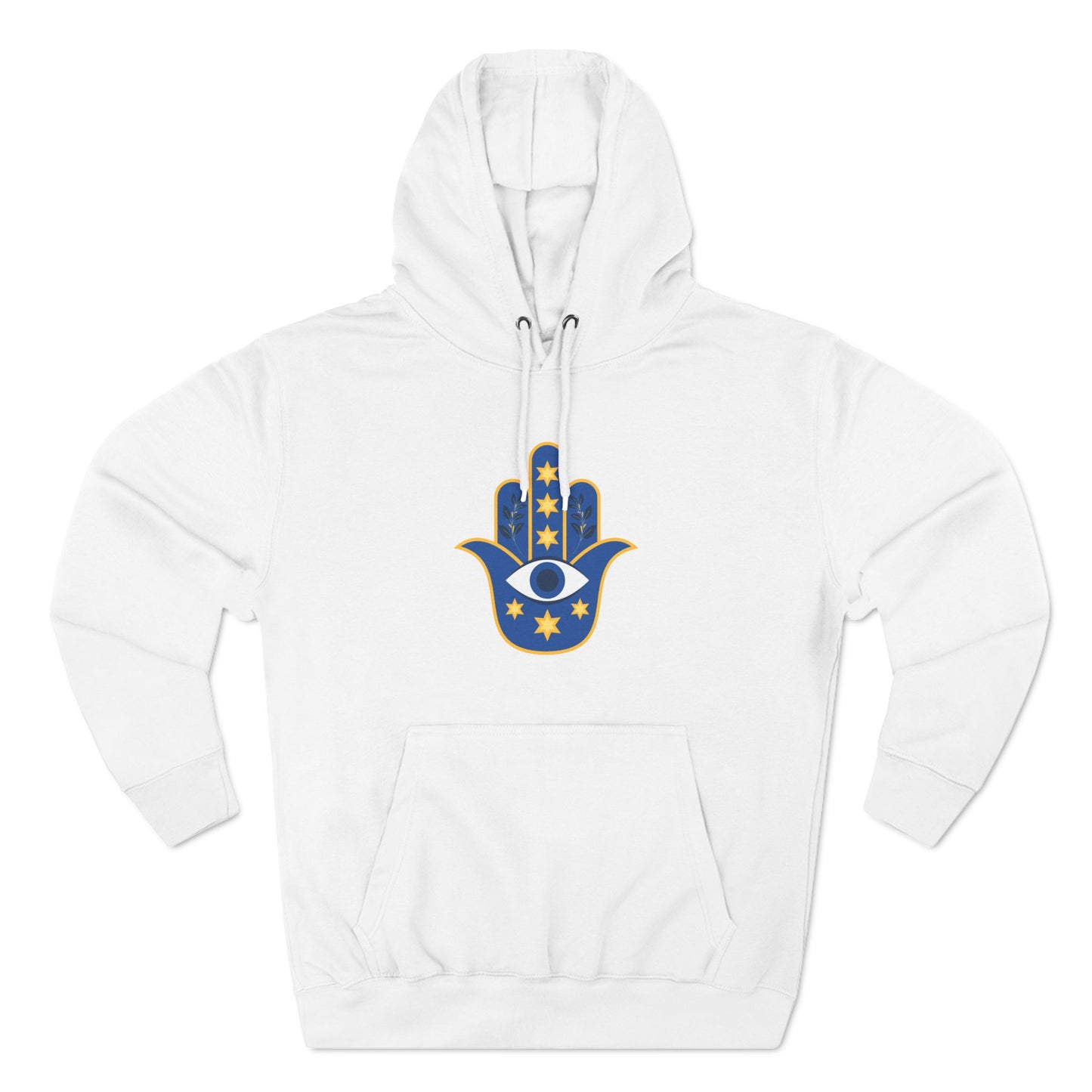 Blue Hamsa Three-Panel Fleece Hoodie