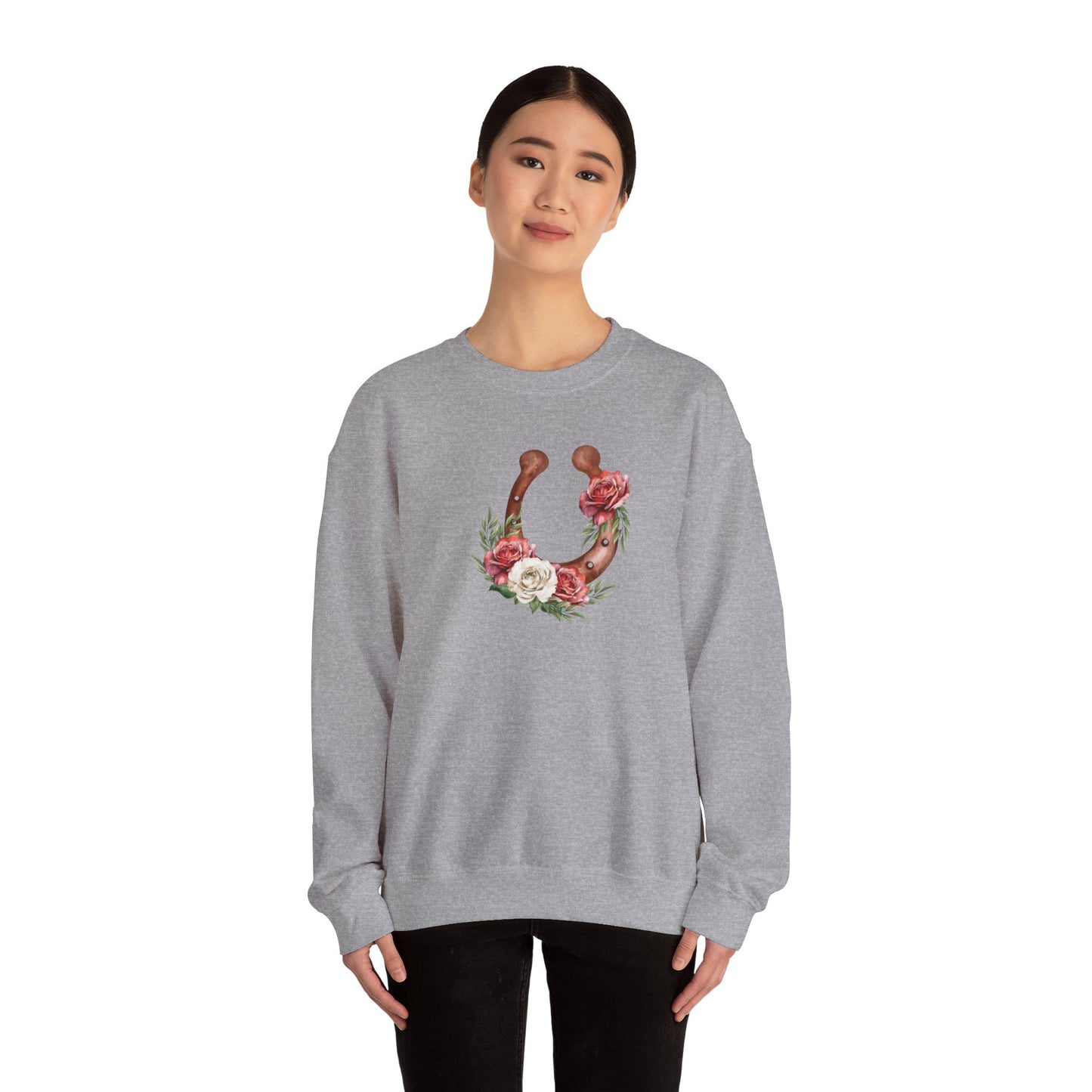 Floral Horseshoe Unisex Heavy Blend™ Crewneck Sweatshirt