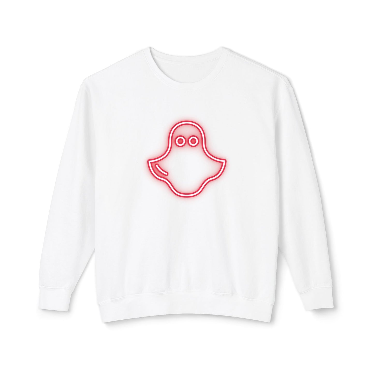 Red Neon Ghost Unisex Lightweight Crewneck Sweatshirt