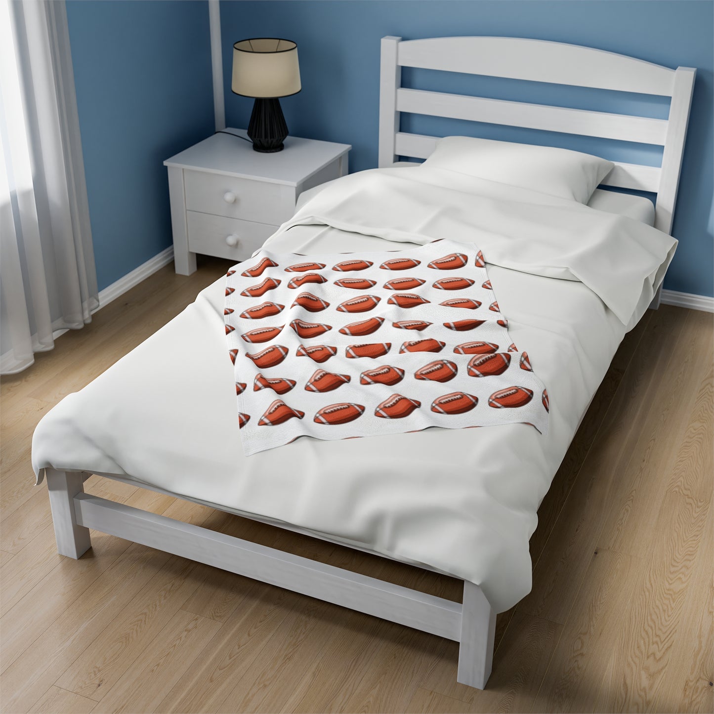 White Footballs Velveteen Plush Blanket