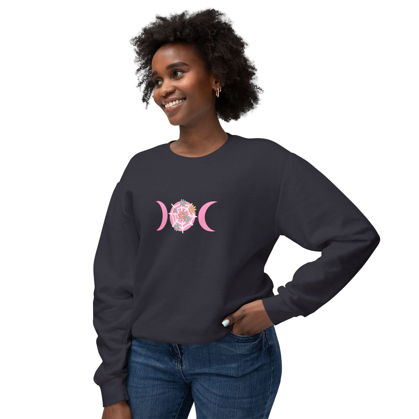 Triple Moon Vibes Unisex Lightweight Crewneck Sweatshirt