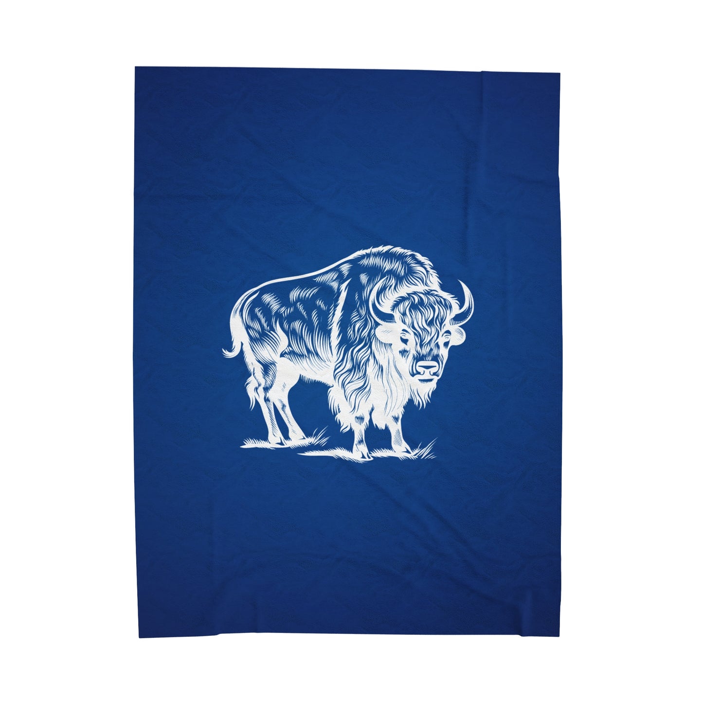 White Bison Velveteen Plush Blanket