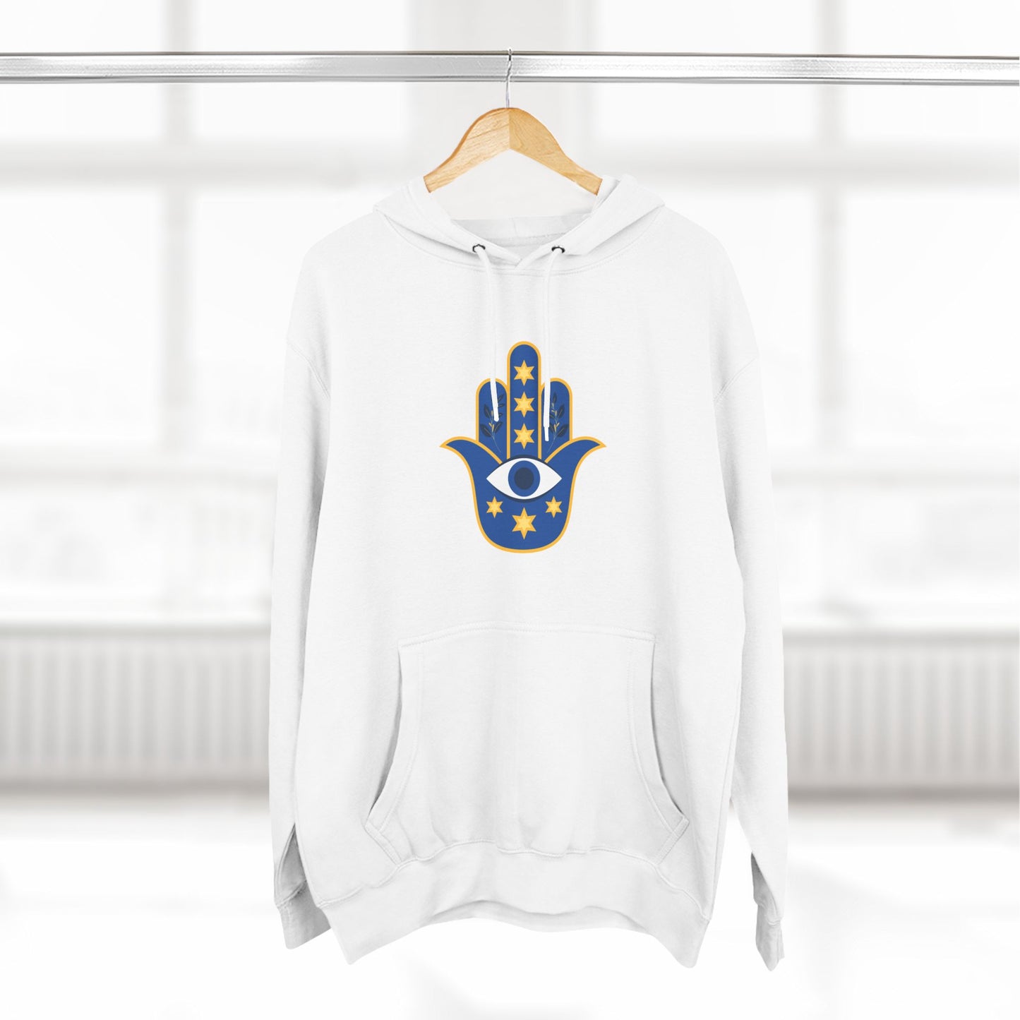 Blue Hamsa Three-Panel Fleece Hoodie