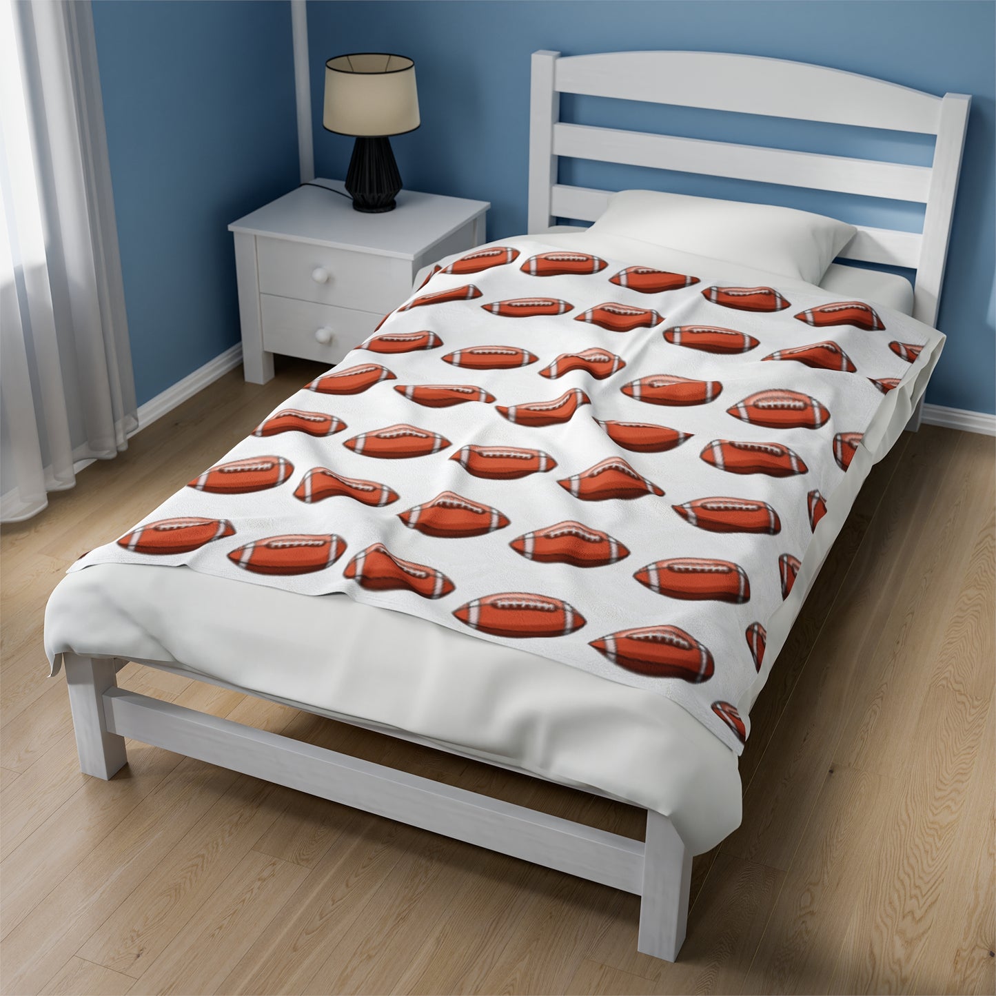 White Footballs Velveteen Plush Blanket