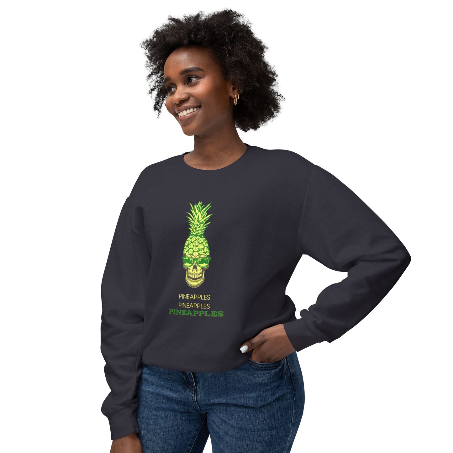 Pineapples Skull Unisex Lightweight Crewneck Sweatshirt