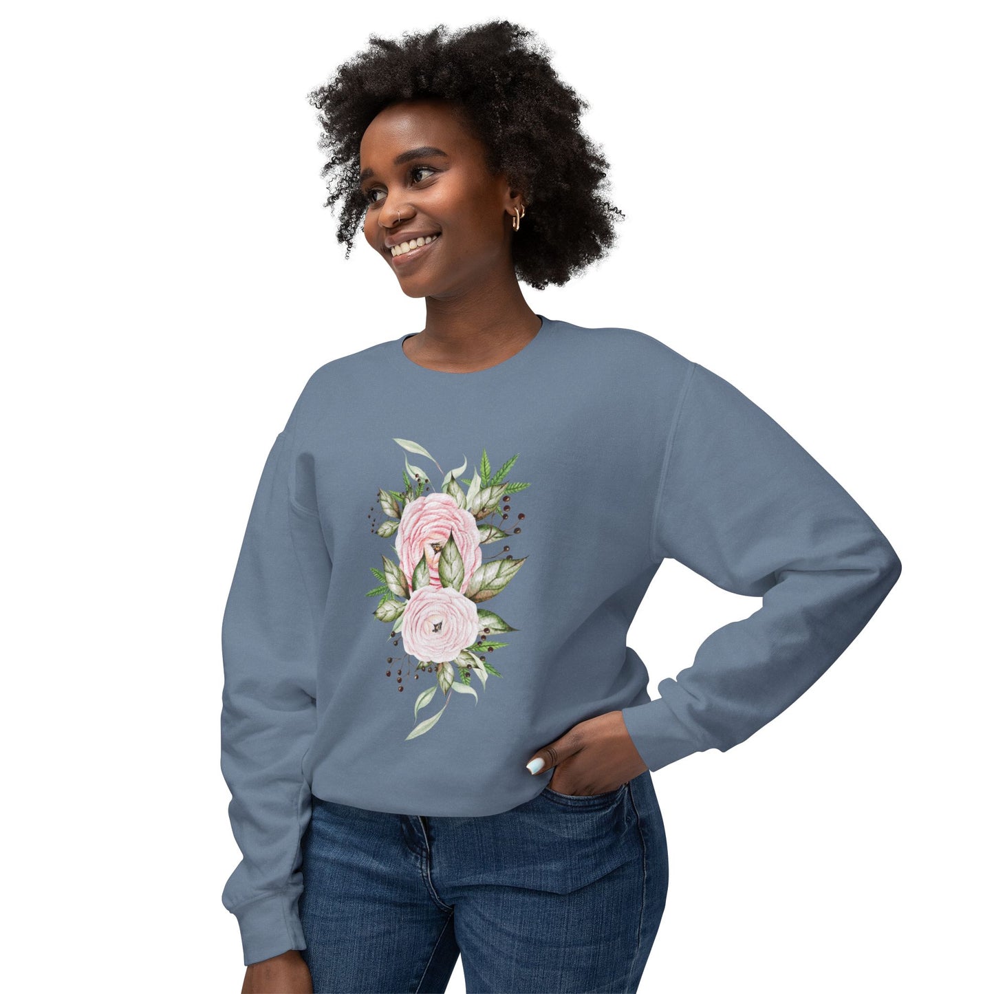 Pastel Peonies Unisex Lightweight Crewneck Sweatshirt