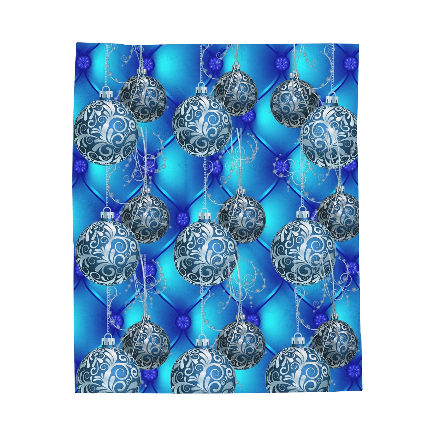 Blue Holiday Velveteen Plush Blanket